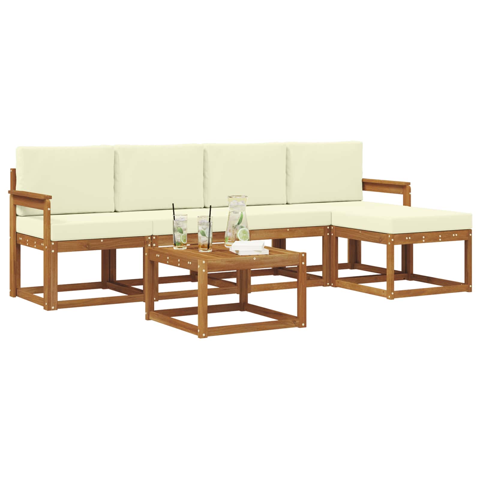 Set vanjskih sofa s jastukom 6 pcs Prirodna i krem