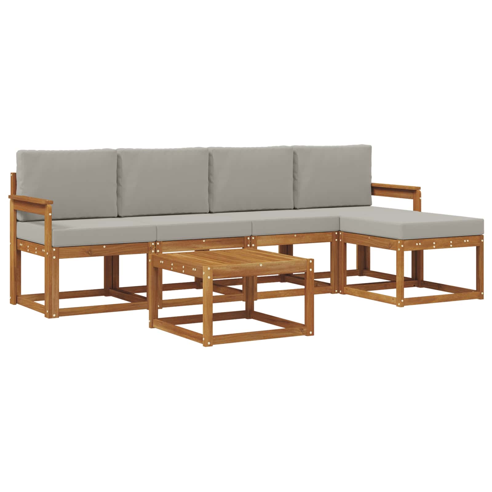 Set vanjskih sofa s jastukom 6 pcs Prirodna i svijetlo siva