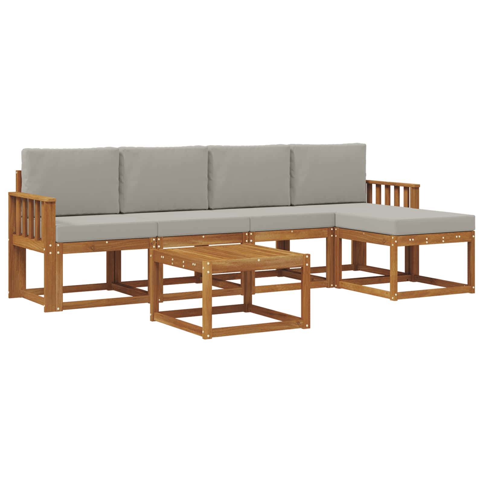 Set vanjskih sofa s jastukom 6 pcs Prirodna i svijetlo siva