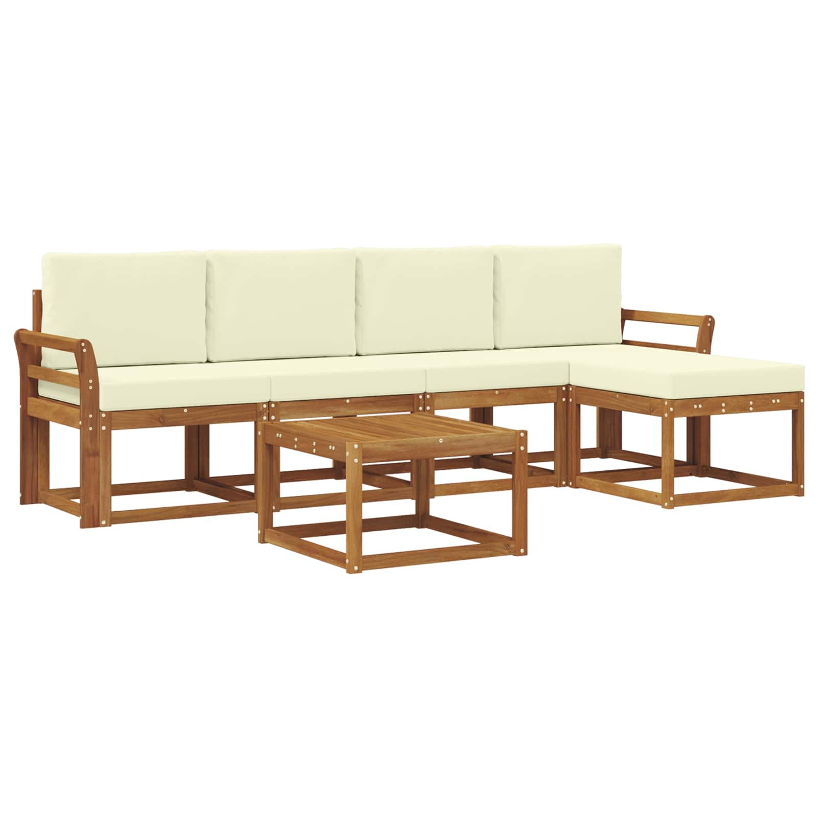 Set vanjskih sofa s jastukom 6 pcs Prirodna i krem