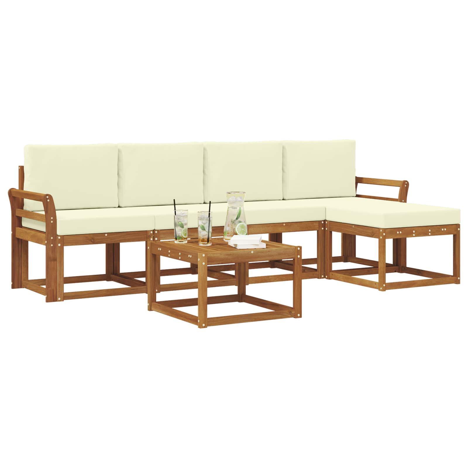 Set vanjskih sofa s jastukom 6 pcs Prirodna i krem