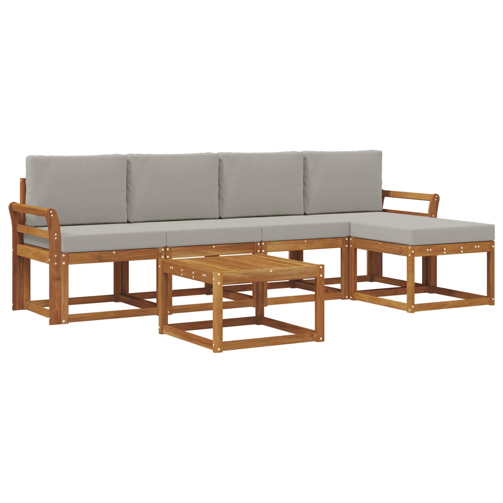 Set vanjskih sofa s jastukom 6 pcs Prirodna i svijetlo siva