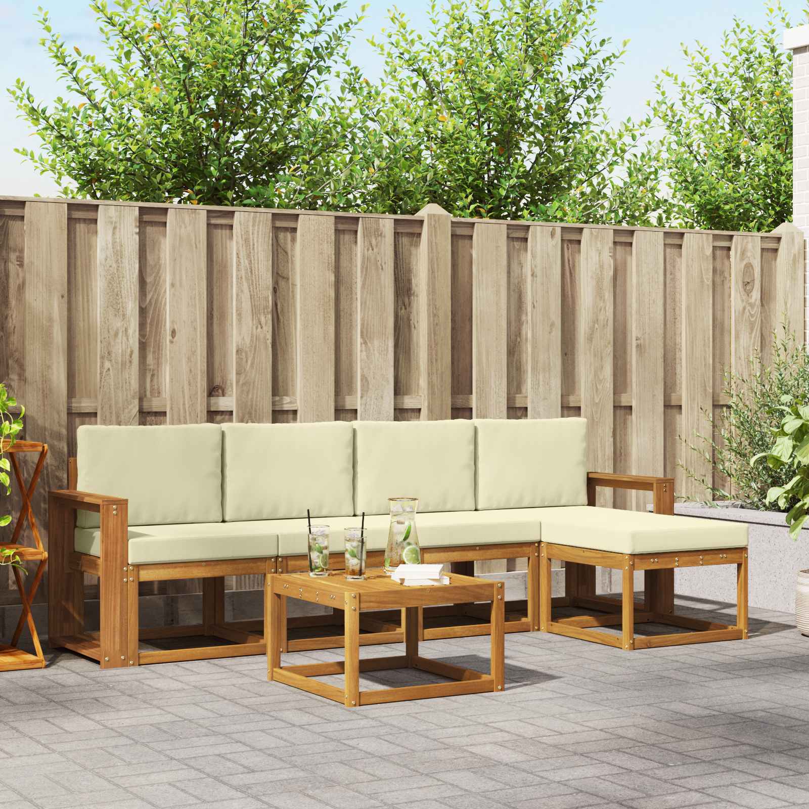 Set vanjskih sofa s jastukom 6 pcs Prirodna i krem