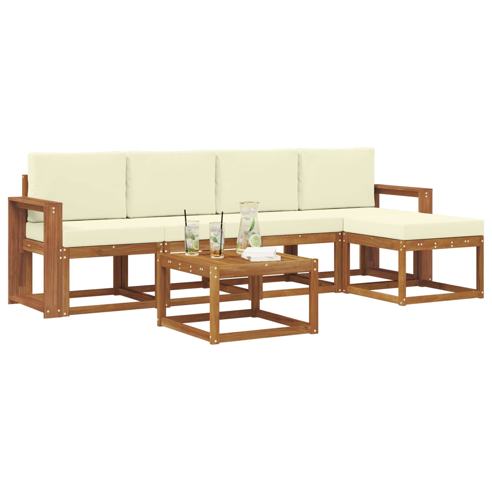 Set vanjskih sofa s jastukom 6 pcs Prirodna i krem