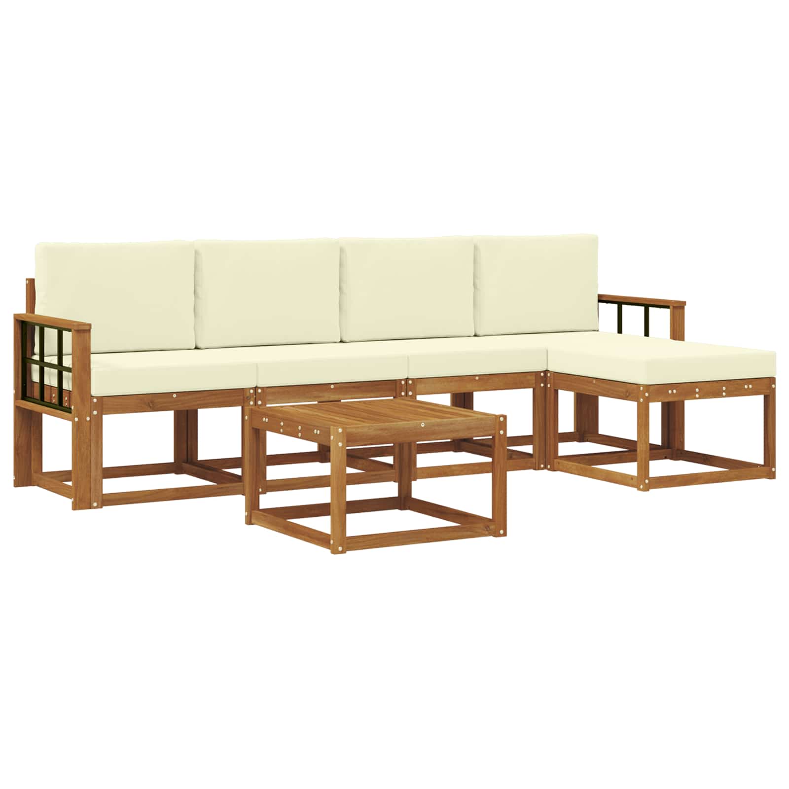 Set vanjskih sofa s jastukom 6 pcs Prirodna i krem