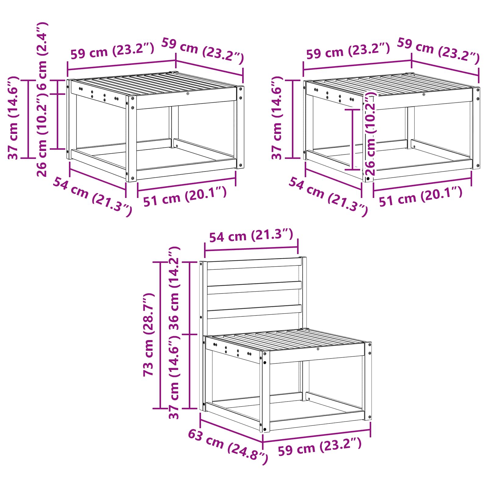 Set vanjskih sofa 6 pcs Prirodna