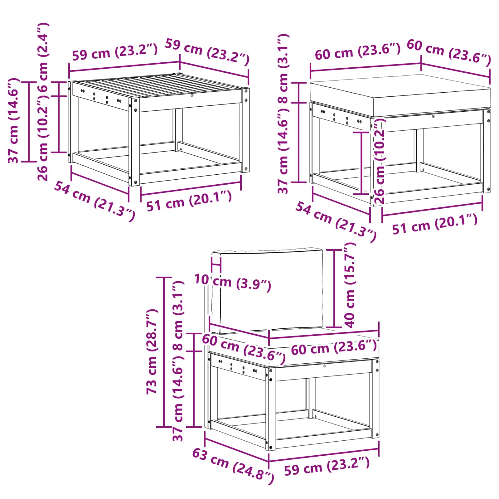 Set vanjskih sofa s jastukom 6 pcs Prirodna i svijetlo siva
