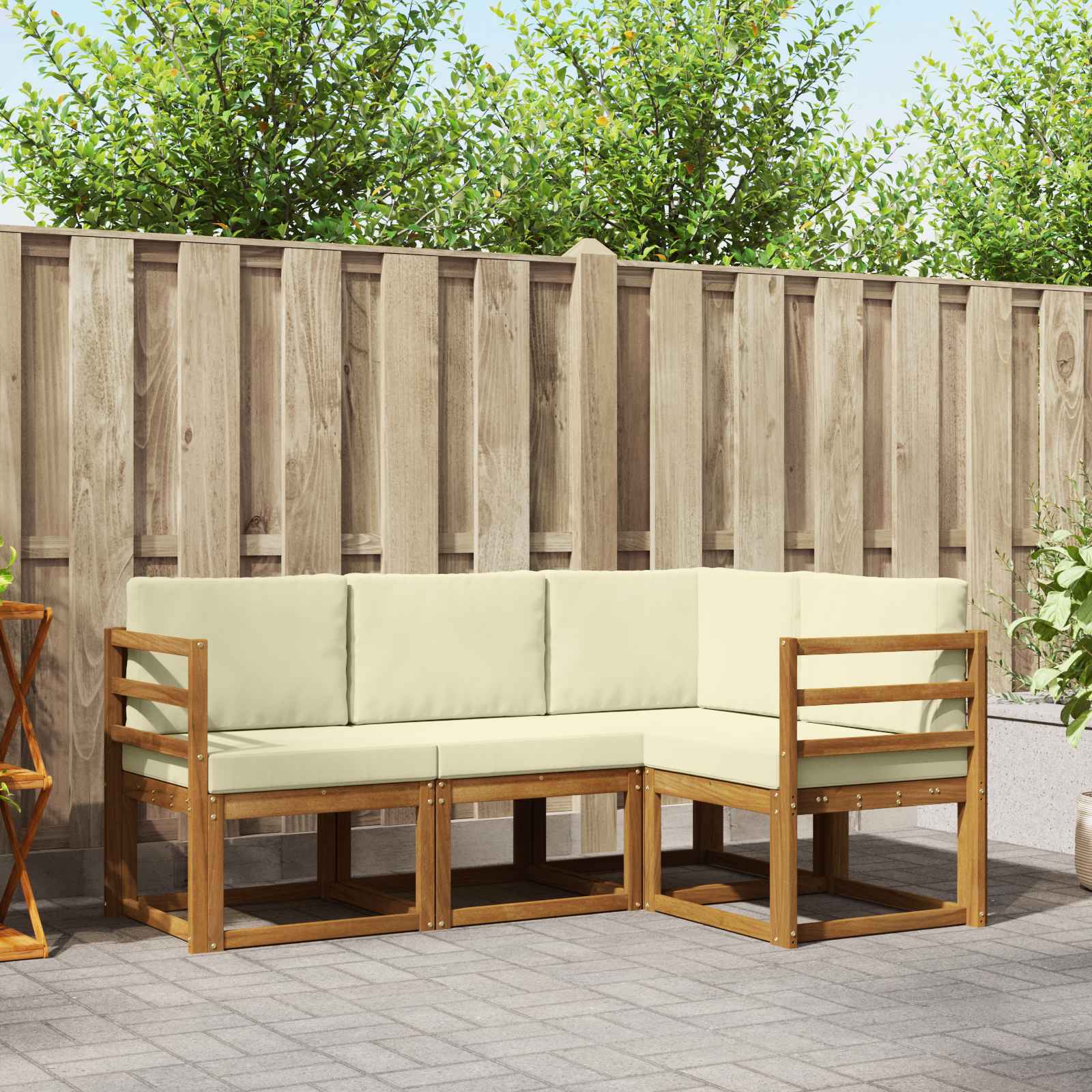 Set vanjskih sofa s jastukom 4 pcs Prirodna i krem