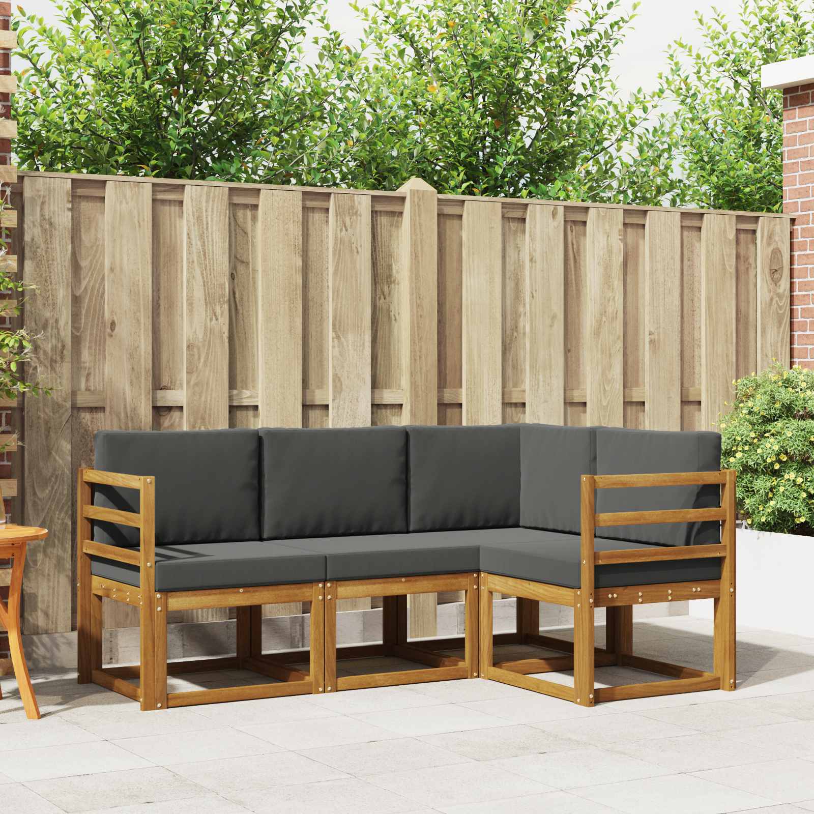 Set vanjskih sofa s jastukom 4 pcs Prirodna i antracit