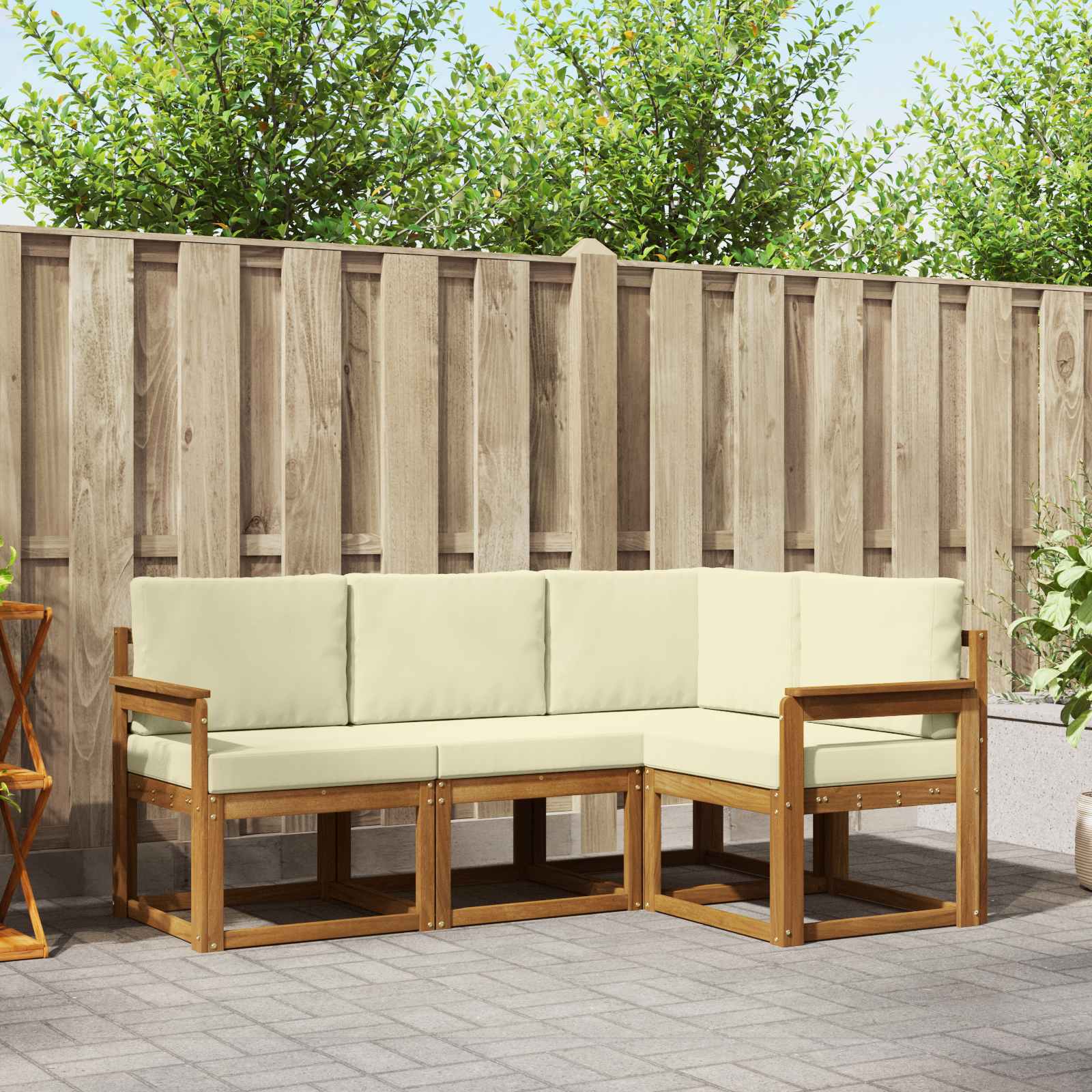 Set vanjskih sofa s jastukom 4 pcs Prirodna i krem