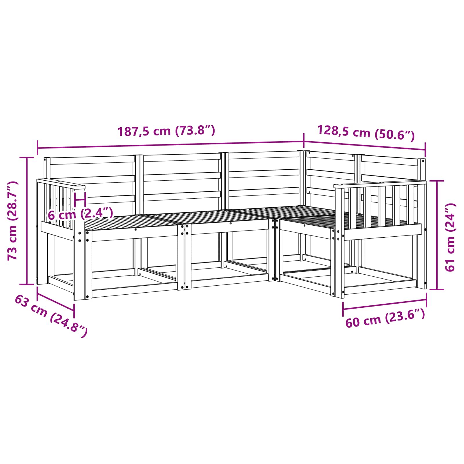 Set vanjskih sofa 4 pcs Prirodna Čvrsto drvo akacije