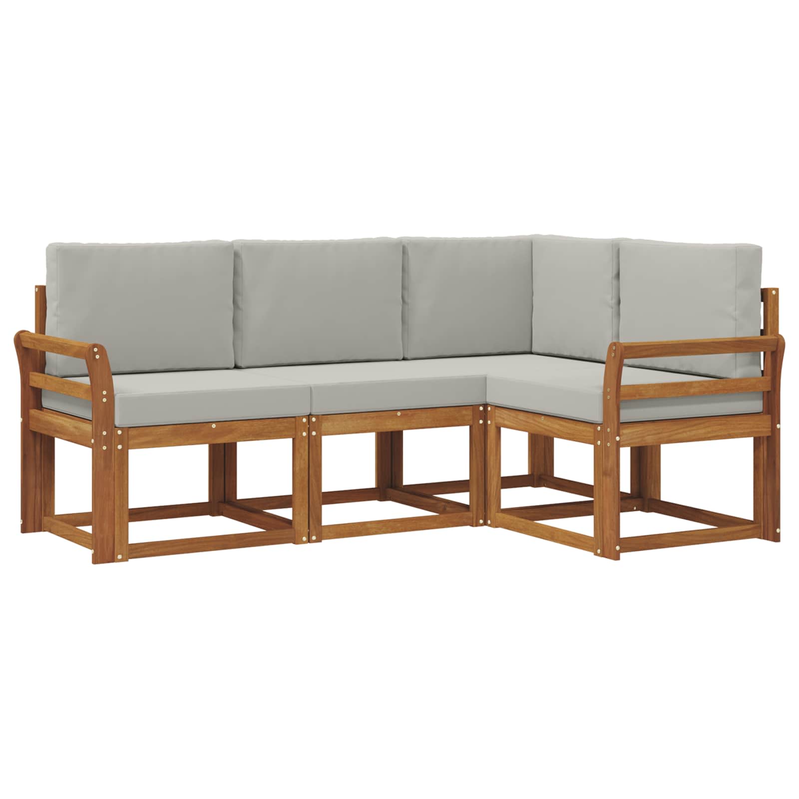 Set vanjskih sofa s jastukom 4 pcs Prirodna i svijetlo siva