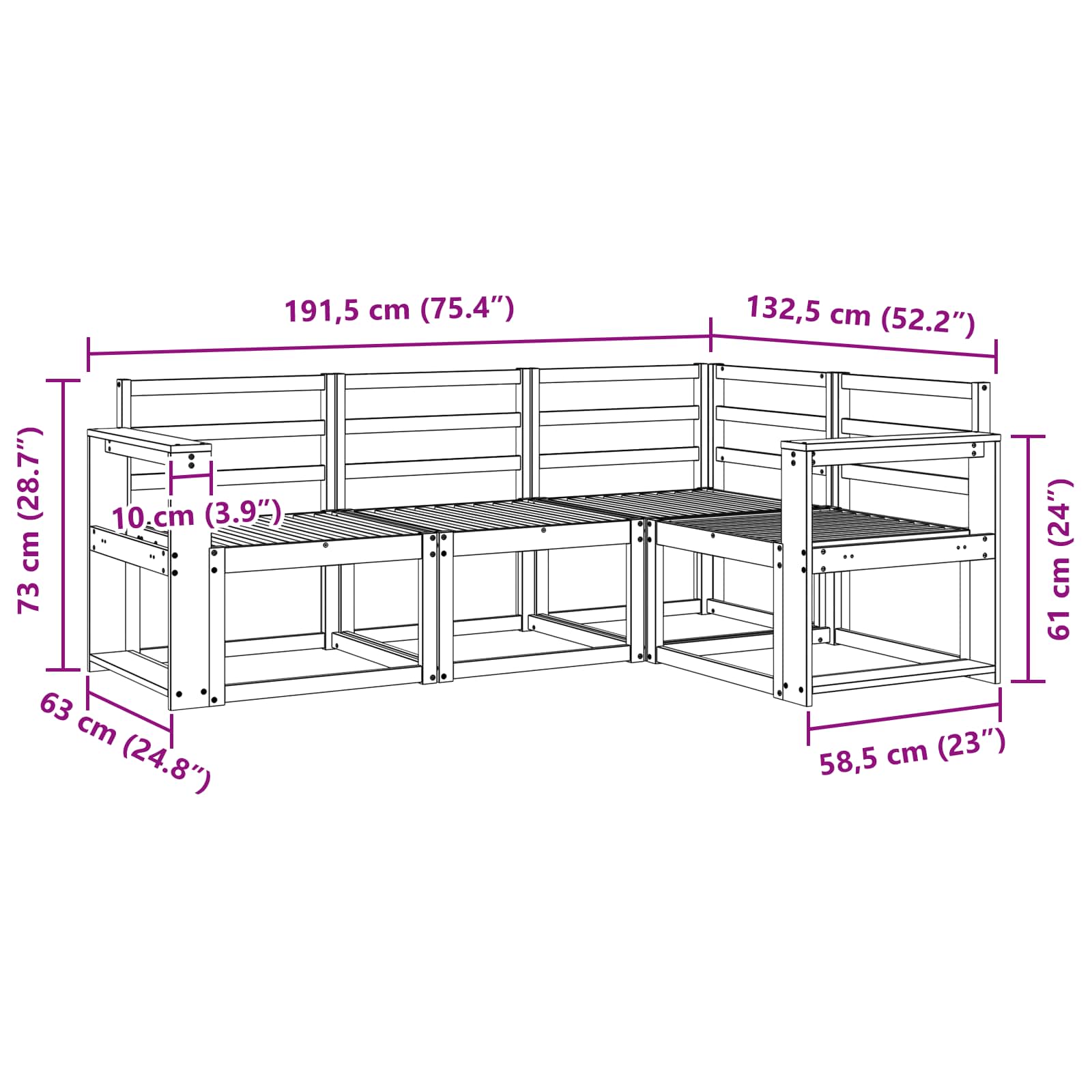 Set vanjskih sofa 4 pcs Prirodna Čvrsto drvo akacije