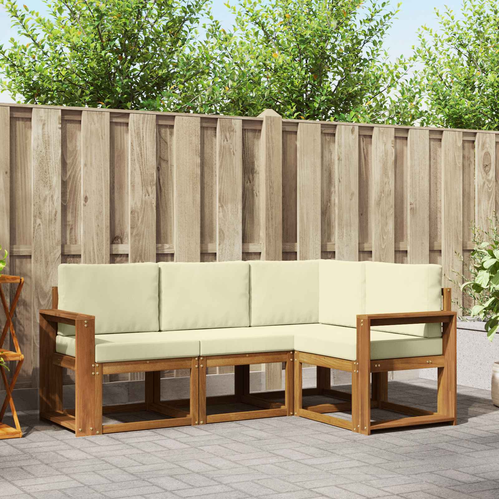 Set vanjskih sofa s jastukom 4 pcs Prirodna i krem
