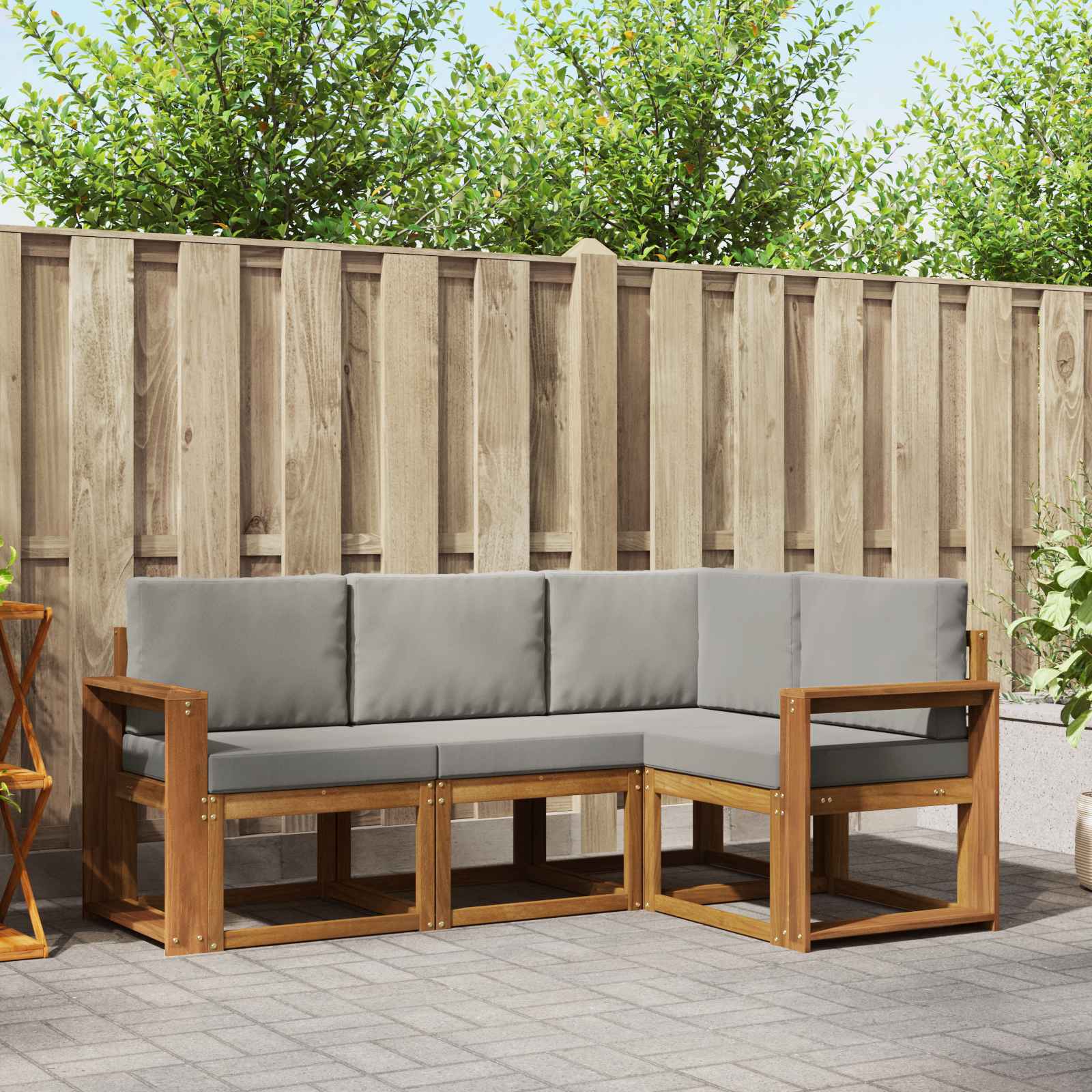 Set vanjskih sofa s jastukom 4 pcs Prirodna i svijetlo siva