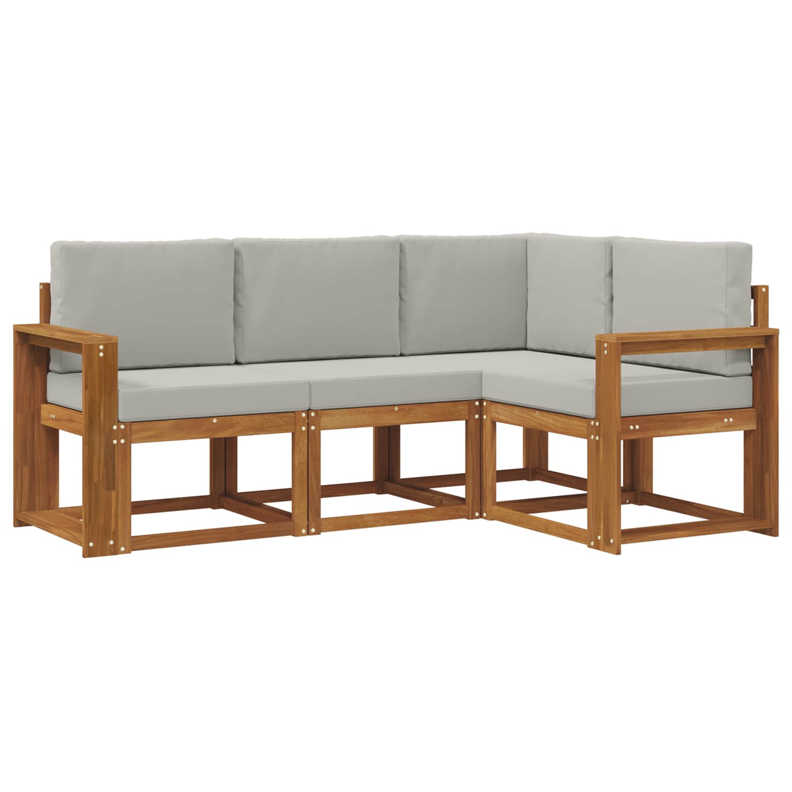 Set vanjskih sofa s jastukom 4 pcs Prirodna i svijetlo siva