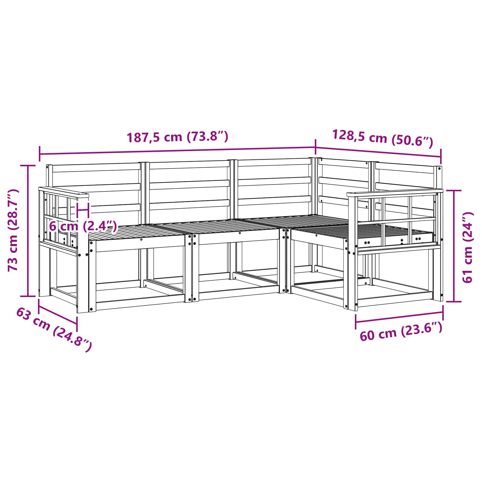 Set vanjskih sofa 4 pcs Prirodna Čvrsto drvo akacije