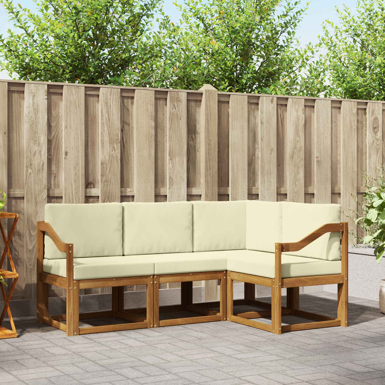 Set vanjskih sofa s jastukom 4 pcs Prirodna i krem