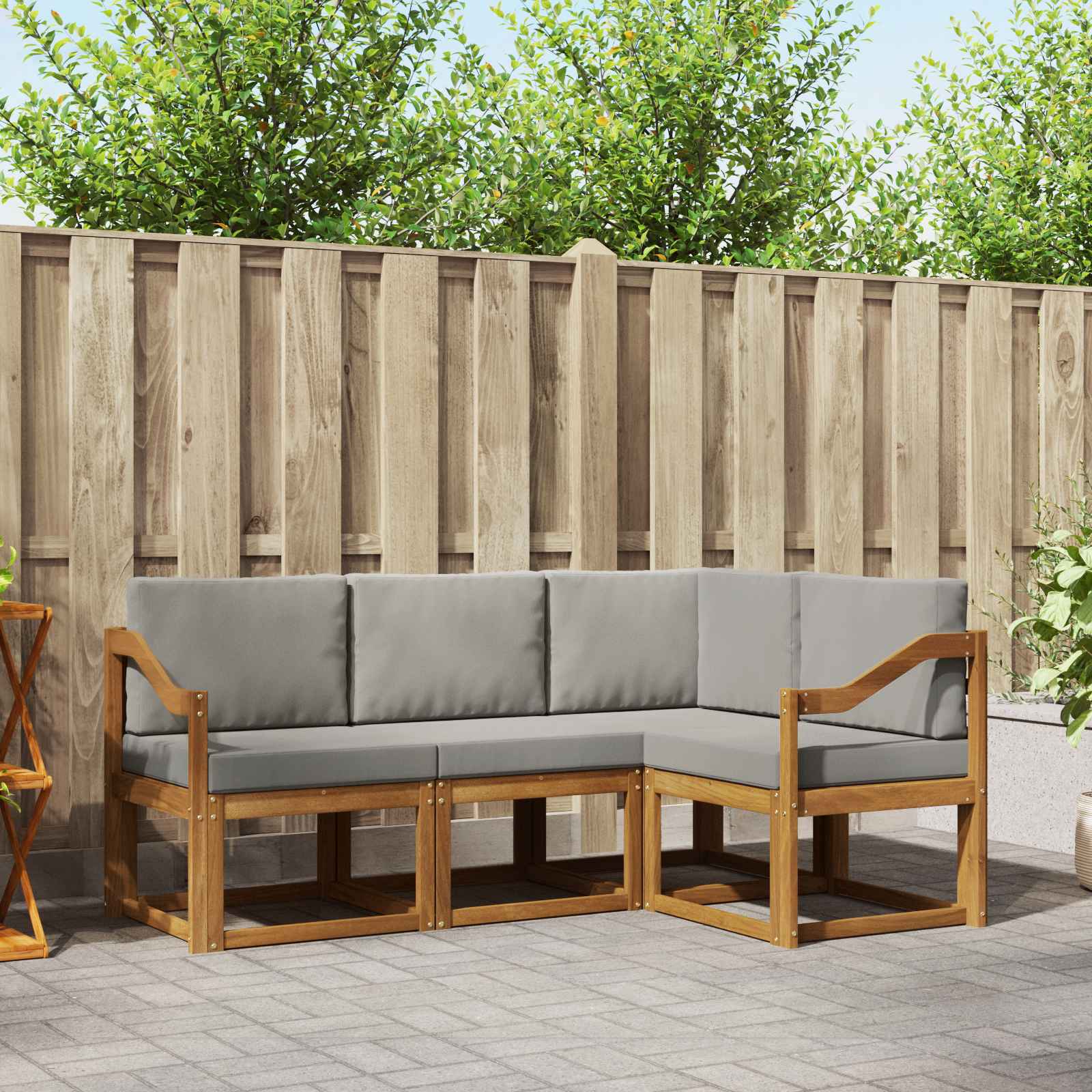 Set vanjskih sofa s jastukom 4 pcs Prirodna i svijetlo siva