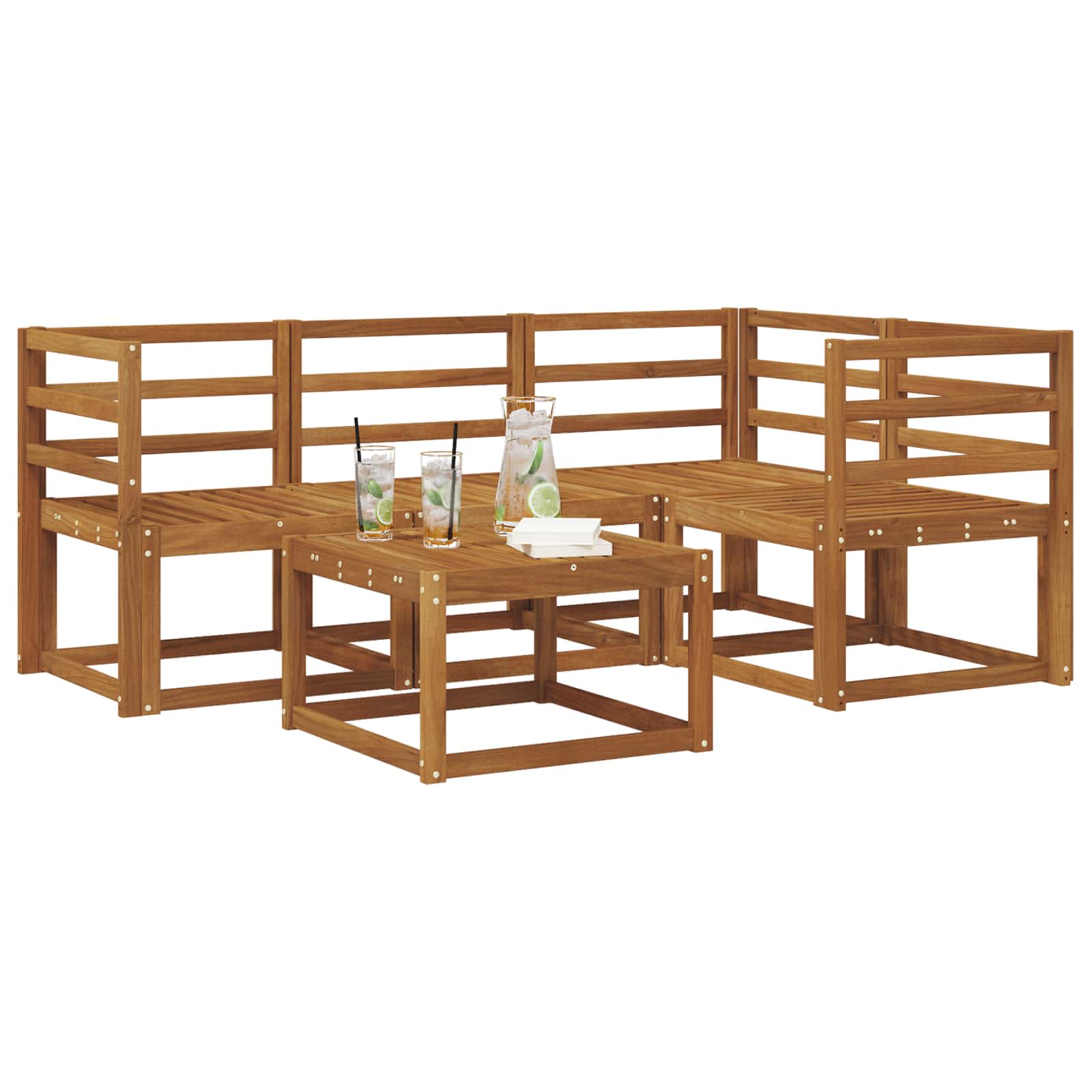 Set vanjskih sofa 5 pcs Prirodna Čvrsto drvo akacije