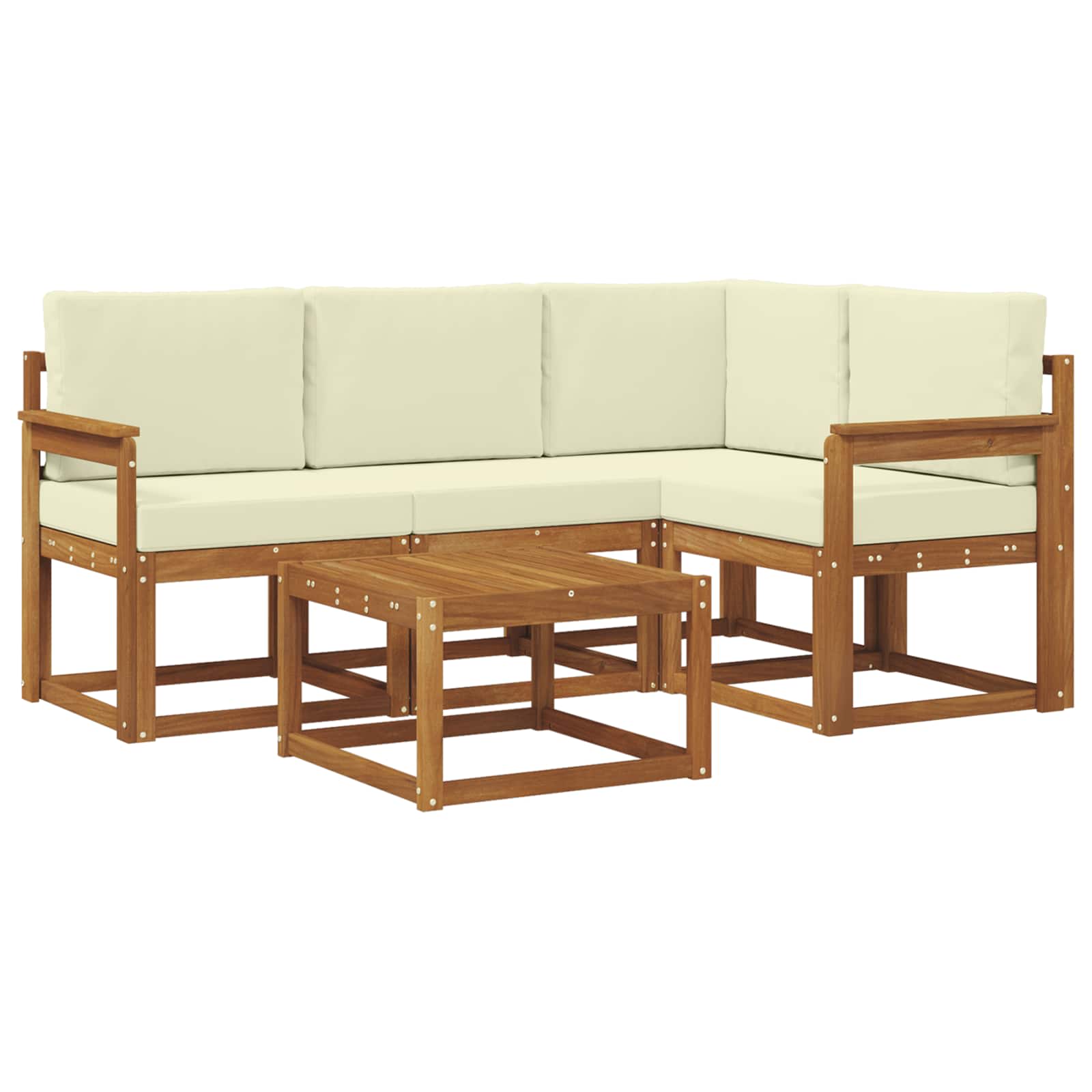 Set vanjskih sofa s jastukom 5 pcs Prirodna i krem