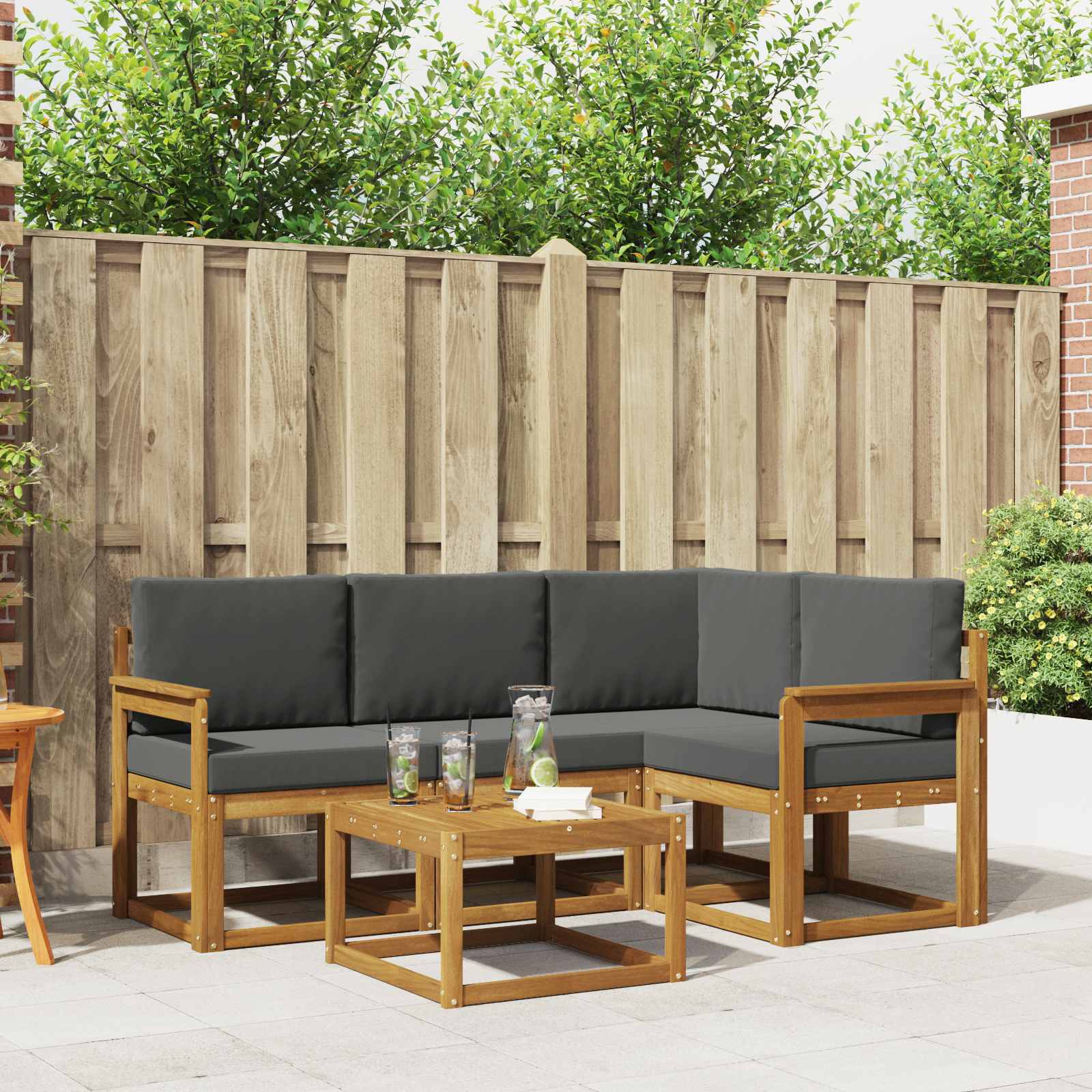 Set vanjskih sofa s jastukom 5 pcs Prirodna i antracit