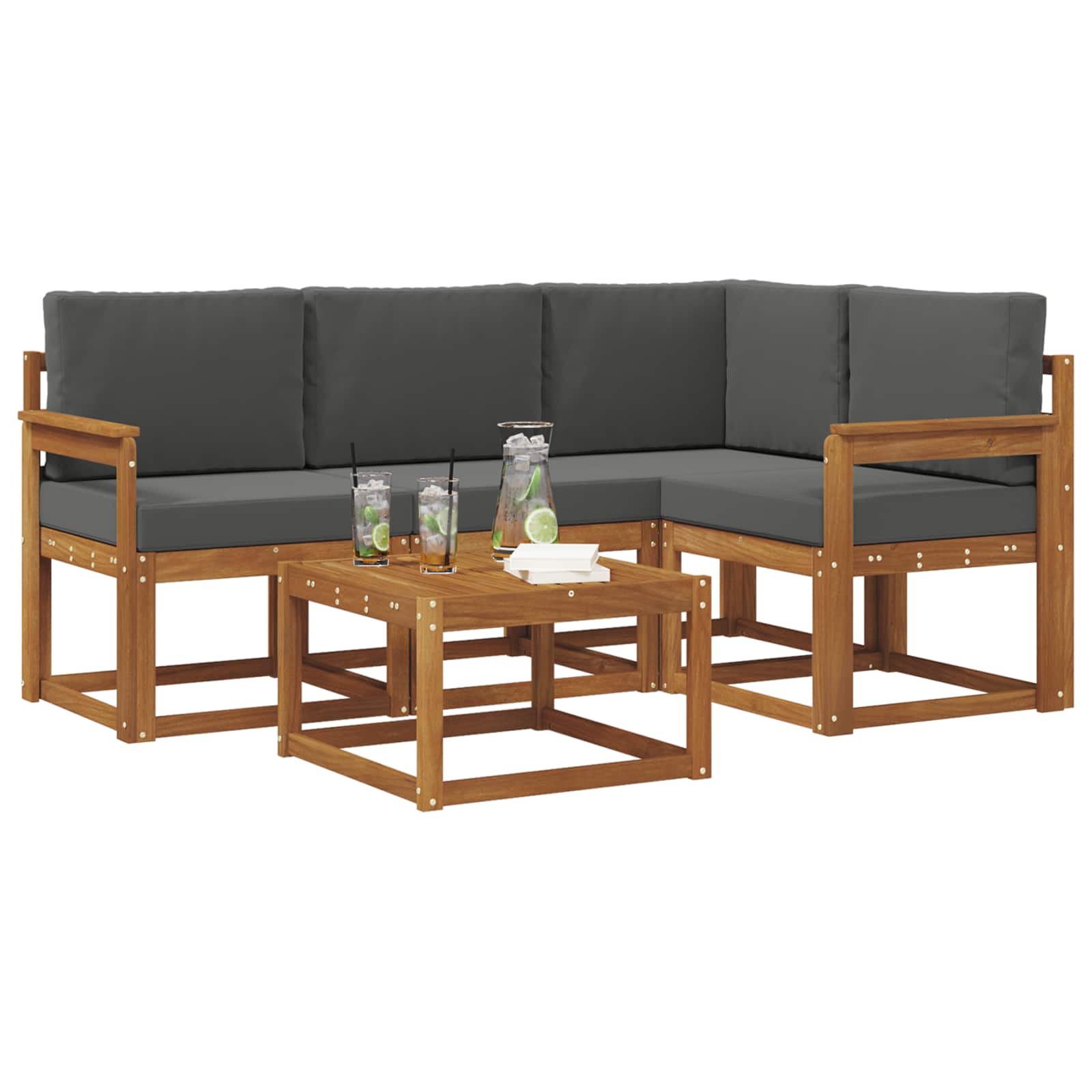 Set vanjskih sofa s jastukom 5 pcs Prirodna i antracit