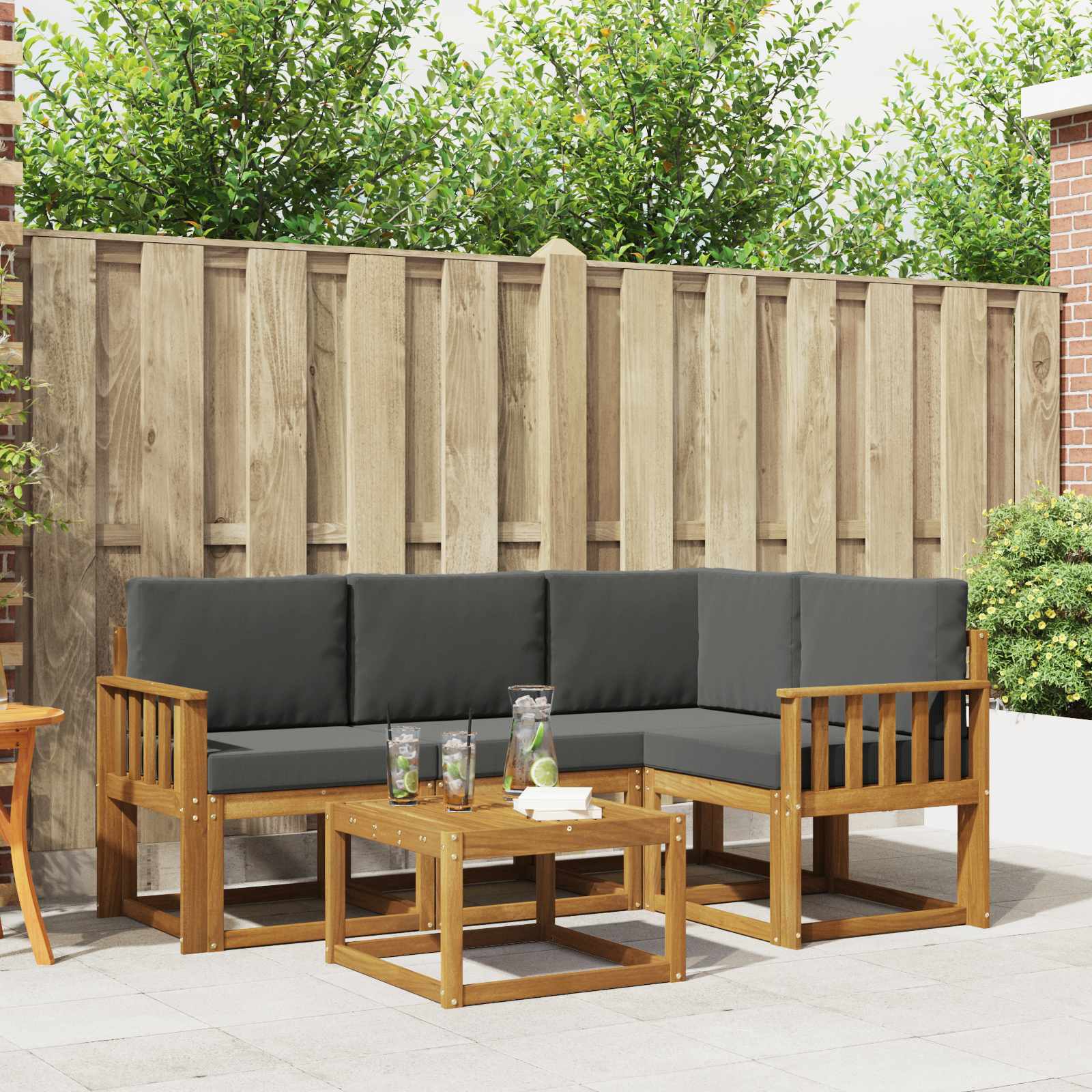 Set vanjskih sofa s jastukom 5 pcs Prirodna i antracit
