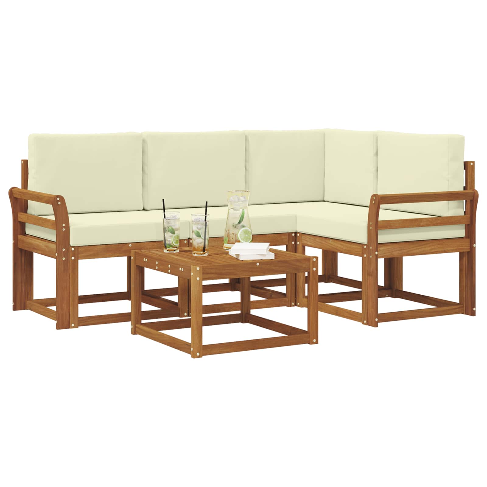 Set vanjskih sofa s jastukom 5 pcs Prirodna i krem