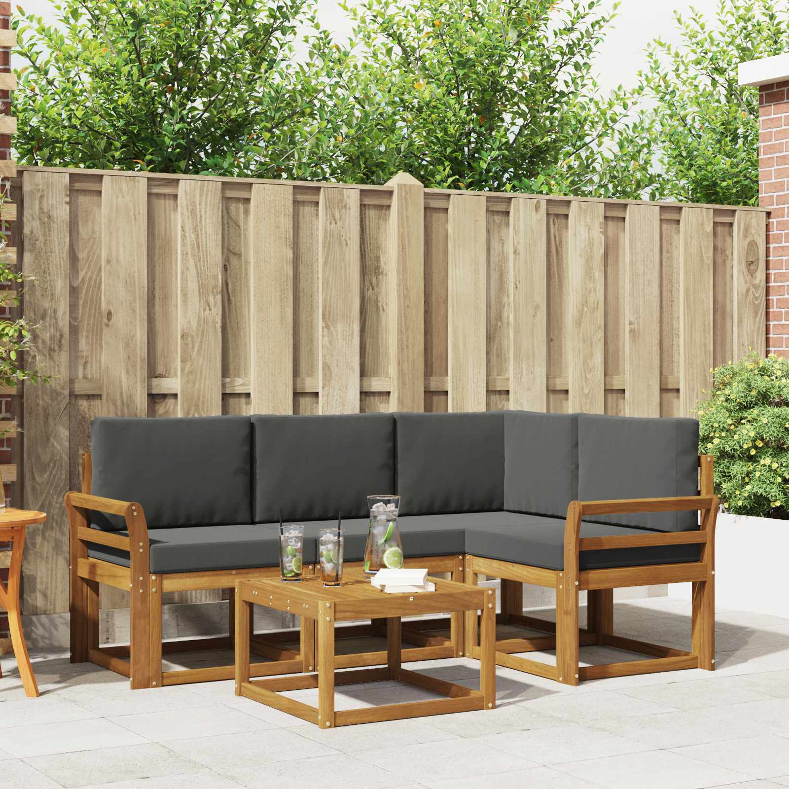 Set vanjskih sofa s jastukom 5 pcs Prirodna i antracit