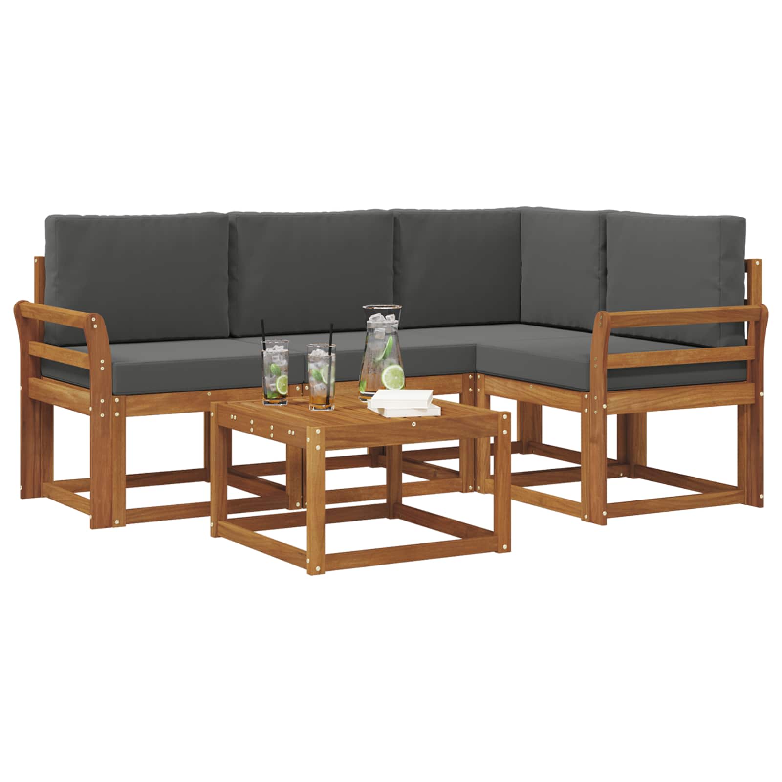 Set vanjskih sofa s jastukom 5 pcs Prirodna i antracit