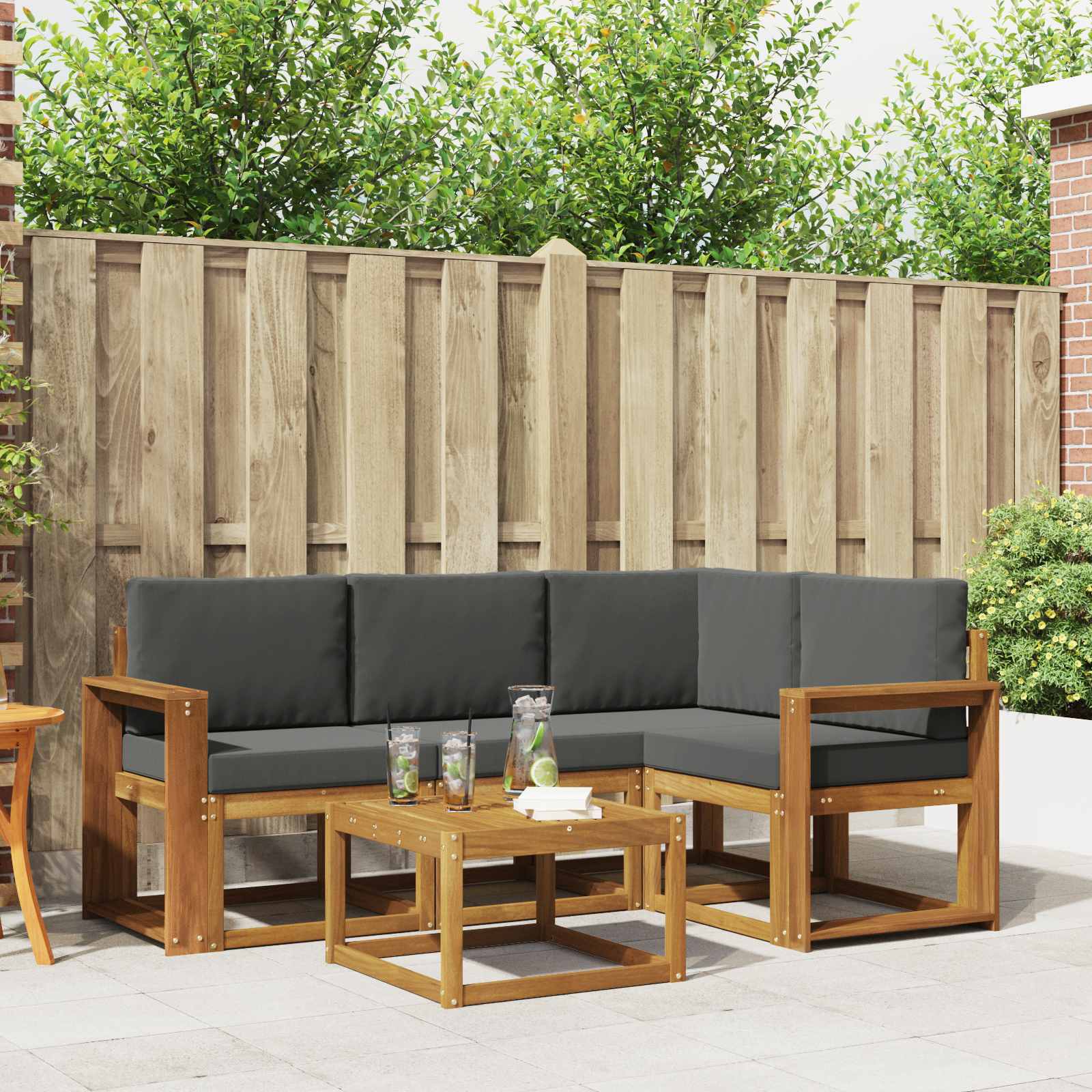 Set vanjskih sofa s jastukom 5 pcs Prirodna i antracit