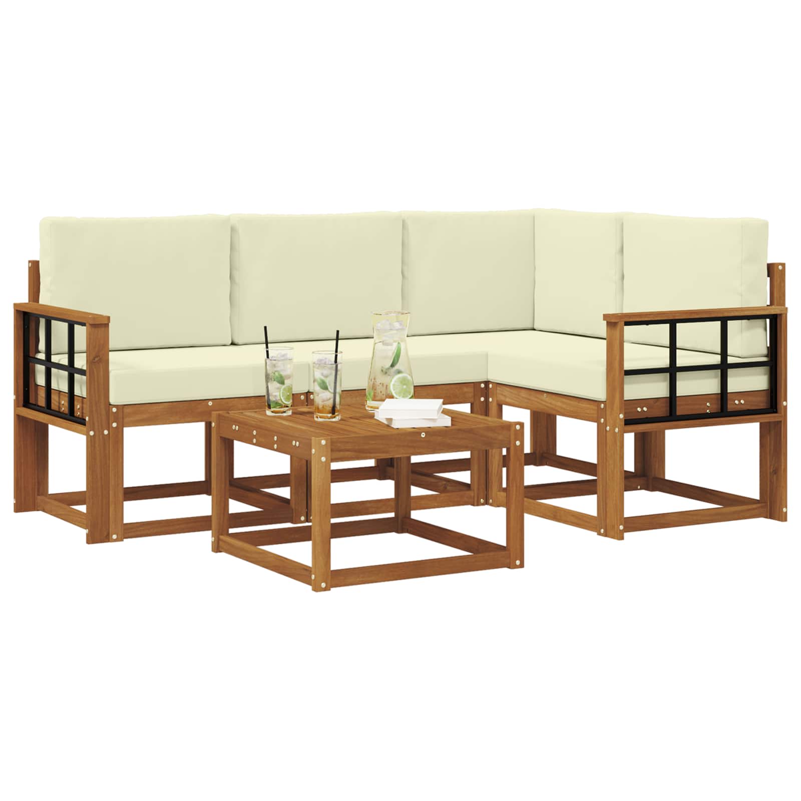 Set vanjskih sofa s jastukom 5 pcs Prirodna i krem