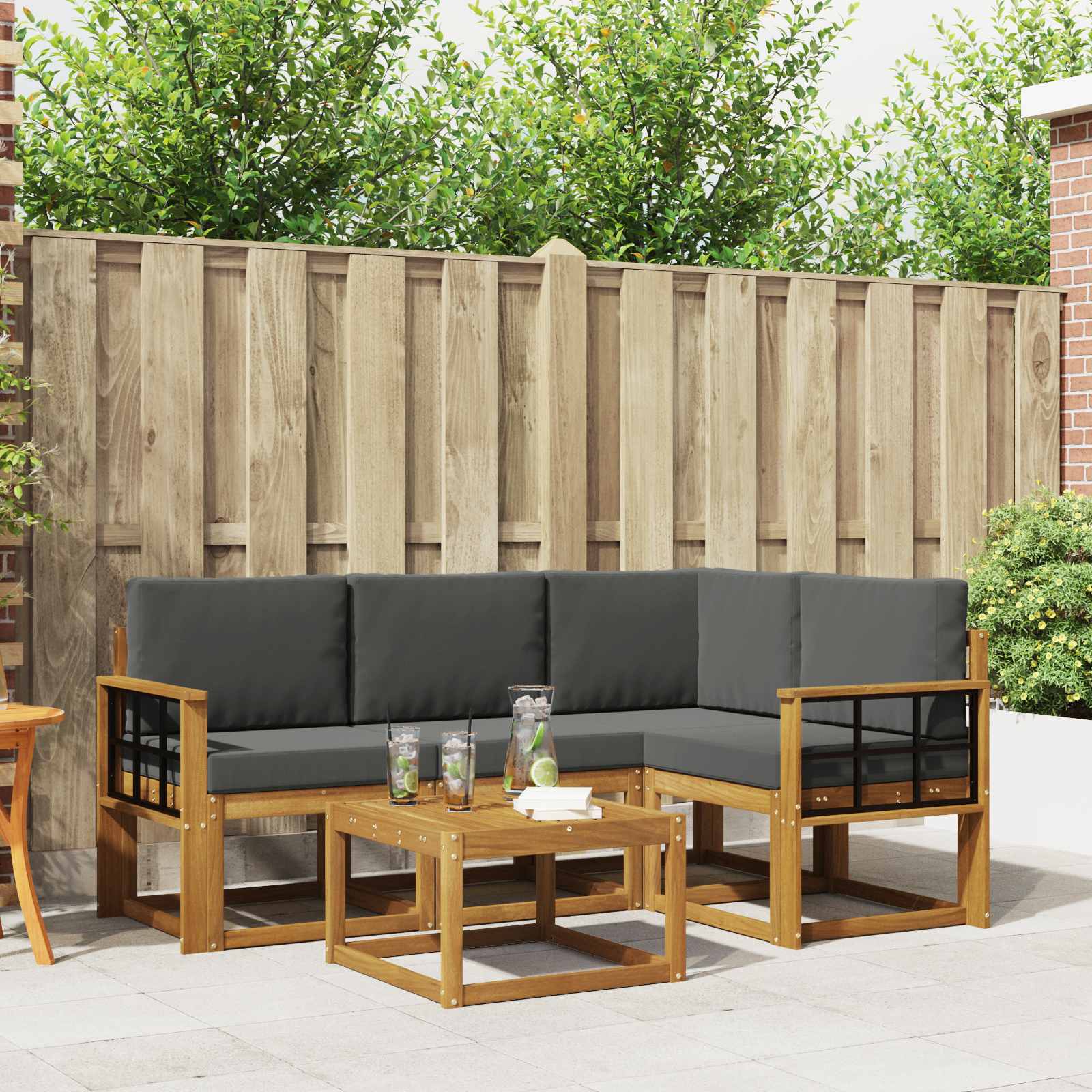 Set vanjskih sofa s jastukom 5 pcs Prirodna i antracit
