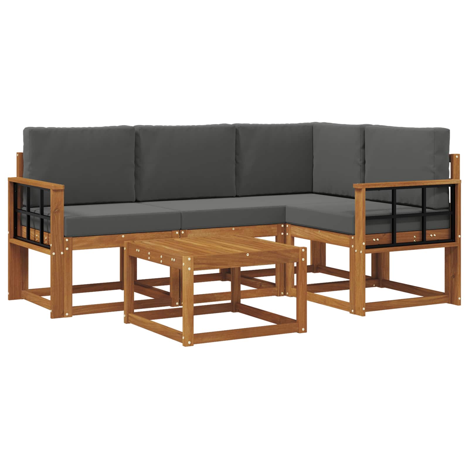 Set vanjskih sofa s jastukom 5 pcs Prirodna i antracit