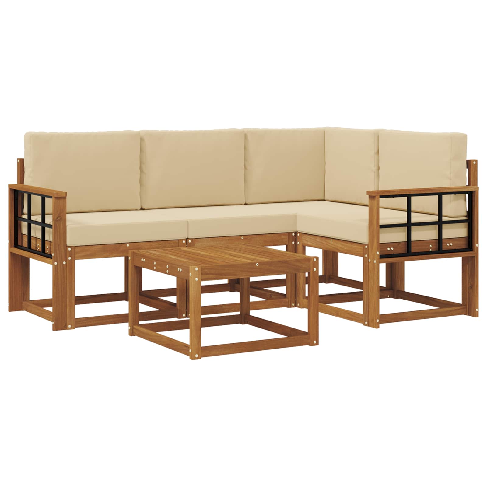 Set vanjskih sofa s jastukom 5 pcs Prirodna i bež
