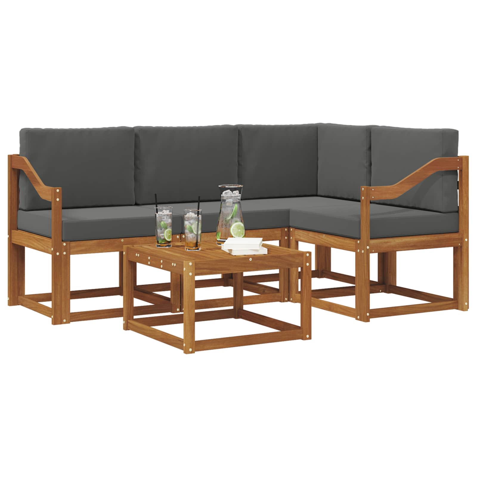 Set vanjskih sofa s jastukom 5 pcs Prirodna i antracit