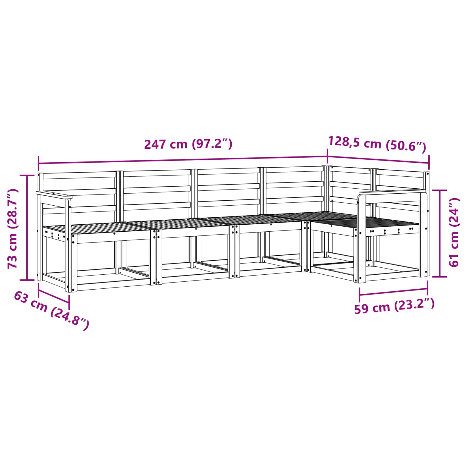 Set vanjskih sofa 5 pcs Prirodna