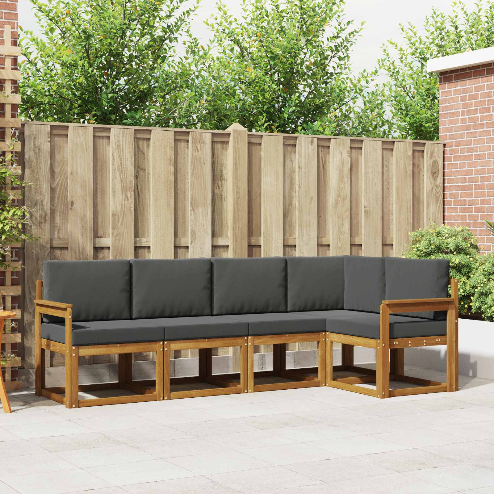 Set vanjskih sofa s jastukom 5 pcs Prirodna i antracit