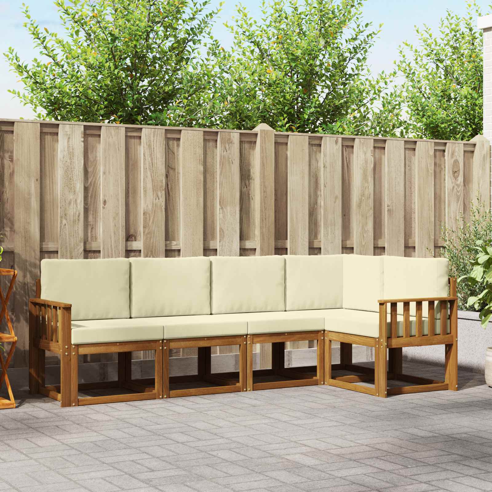 Set vanjskih sofa s jastukom 5 pcs Prirodna i krem