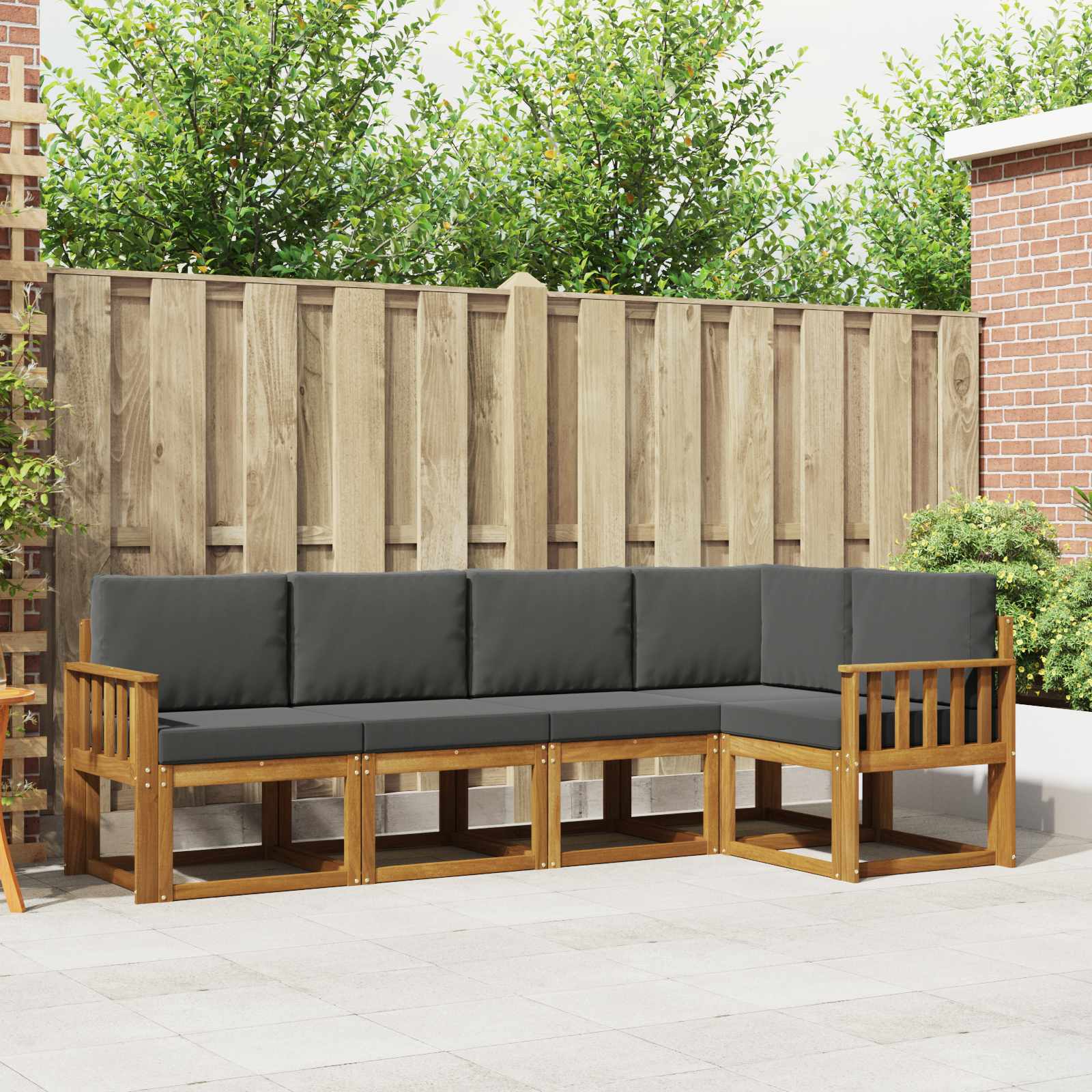 Set vanjskih sofa s jastukom 5 pcs Prirodna i antracit