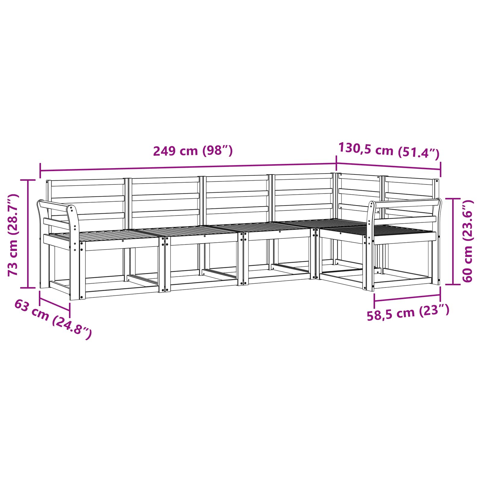 Set vanjskih sofa 5 pcs Prirodna