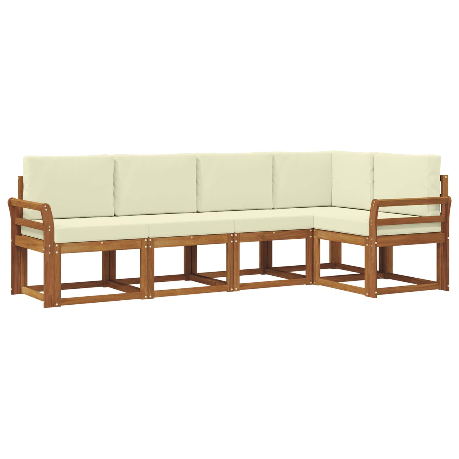 Set vanjskih sofa s jastukom 5 pcs Prirodna i krem