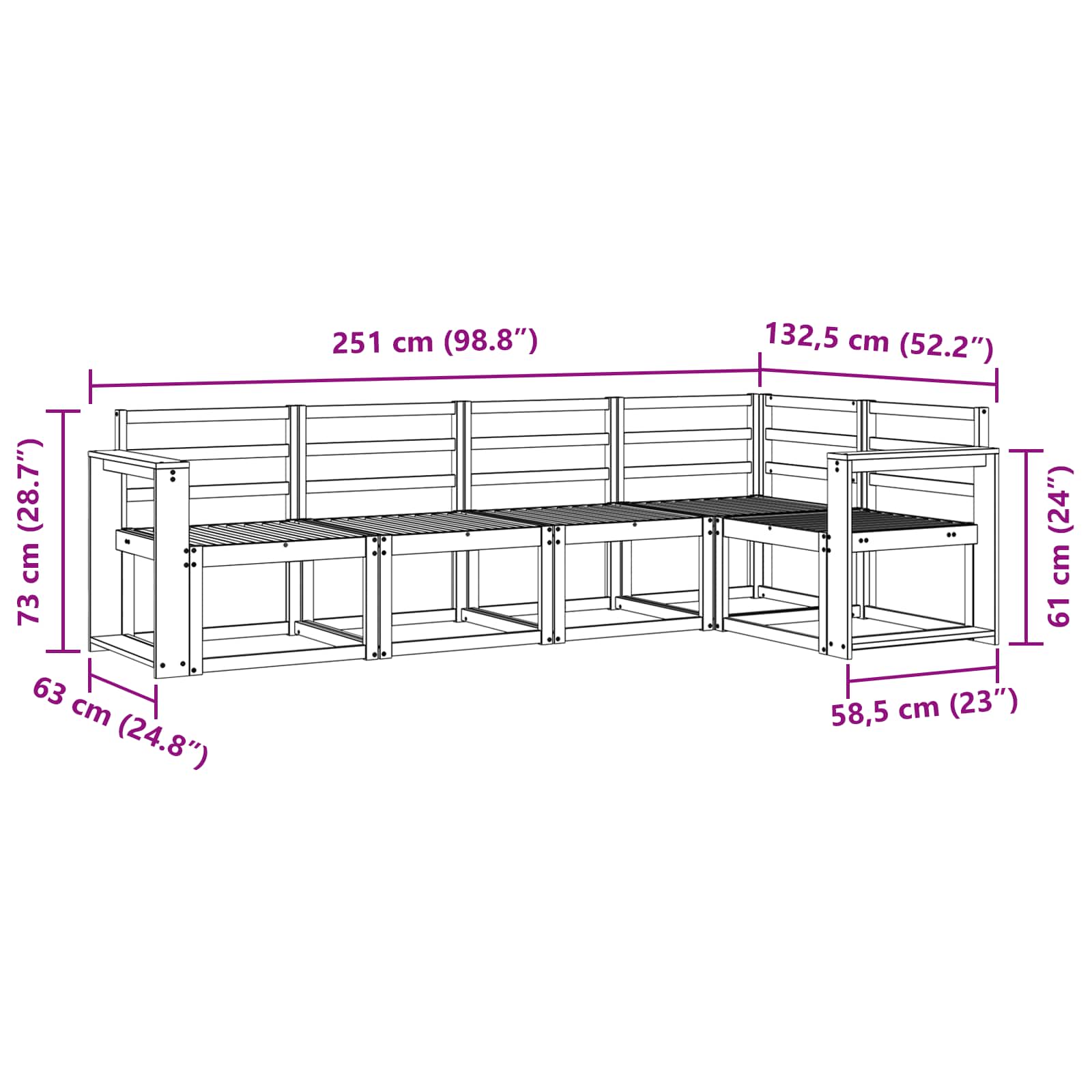 Set vanjskih sofa 5 pcs Prirodna