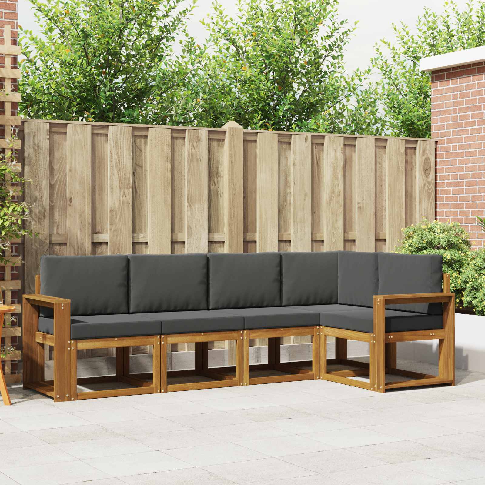 Set vanjskih sofa s jastukom 5 pcs Prirodna i antracit