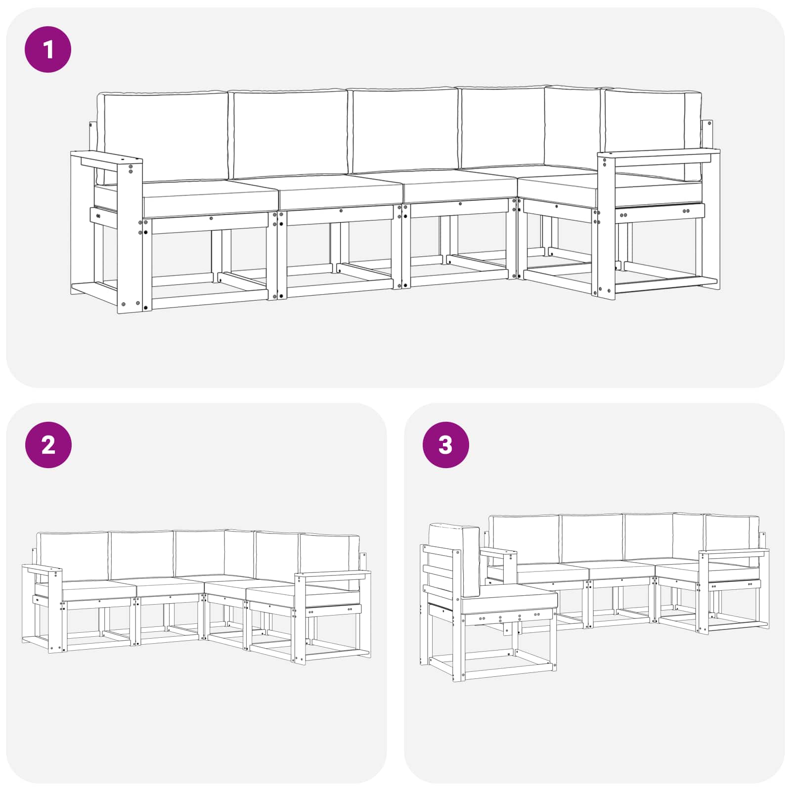 Set vanjskih sofa s jastukom 5 pcs Prirodna i antracit