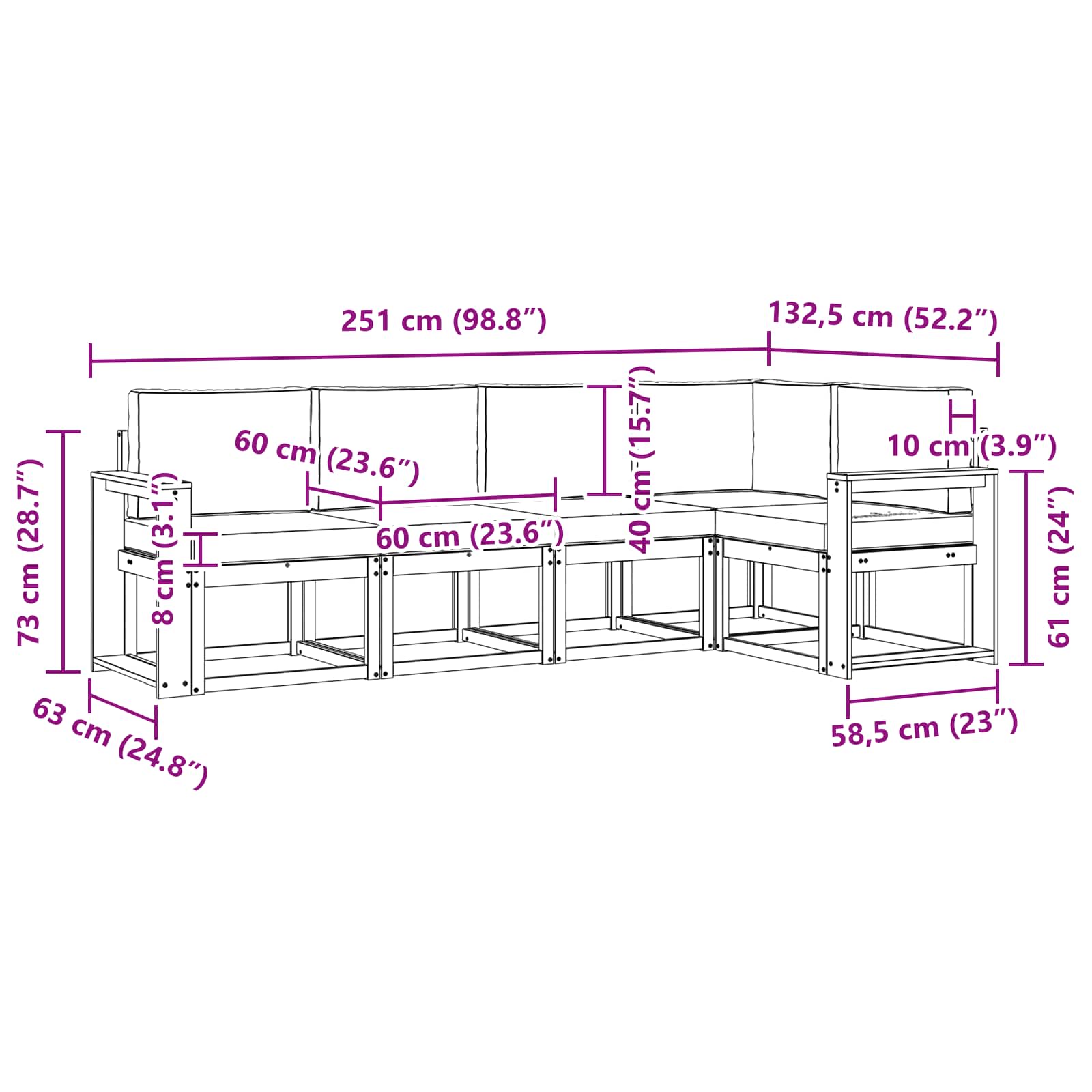 Set vanjskih sofa s jastukom 5 pcs Prirodna i bež