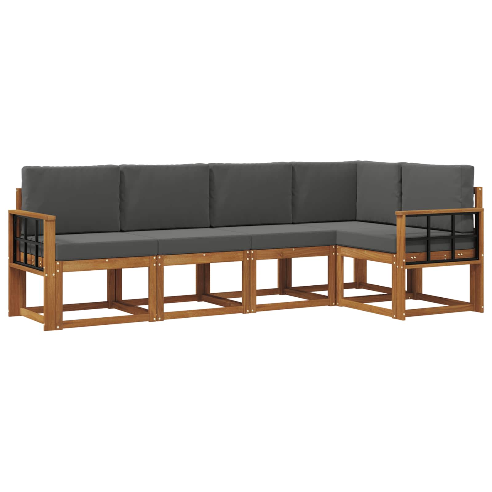 Set vanjskih sofa s jastukom 5 pcs Prirodna i antracit