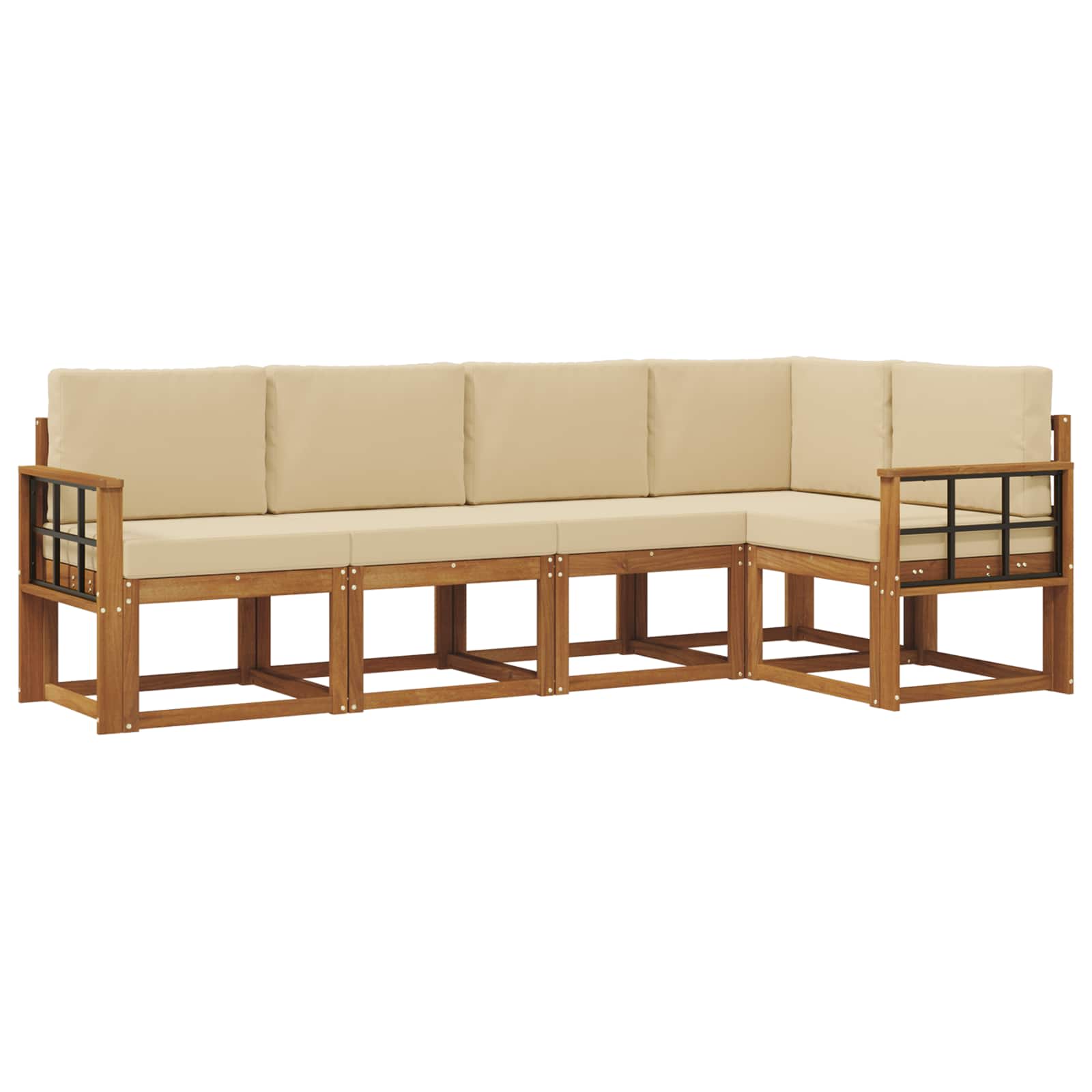 Set vanjskih sofa s jastukom 5 pcs Prirodna i bež