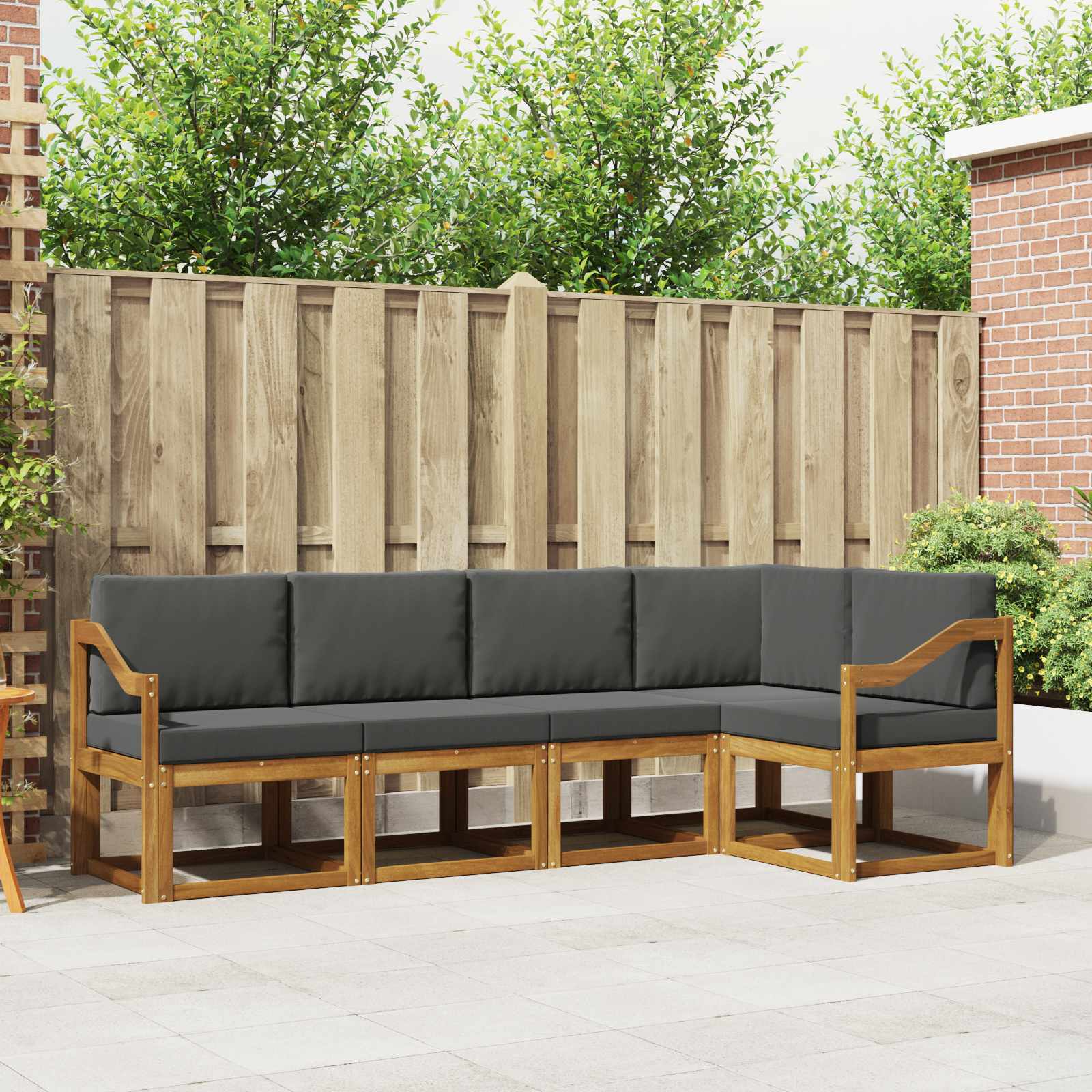 Set vanjskih sofa s jastukom 5 pcs Prirodna i antracit